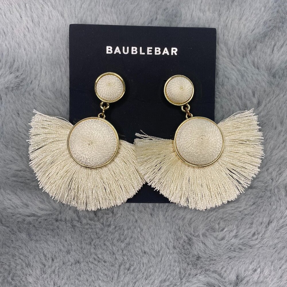 NWT Baublebar Tassel Drop Earrings in Ivory and Gold